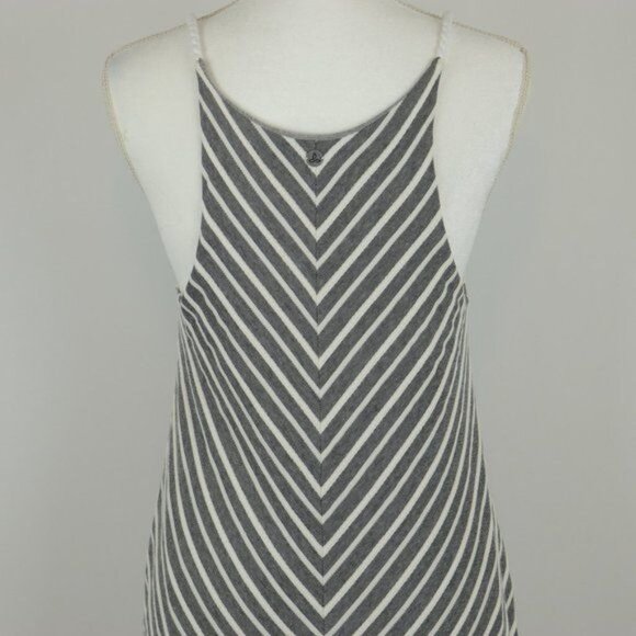 Prana Seacoast Women's Medium Gray & White Striped Cotton Racerback A-Line Dress - Picture 5 of 8